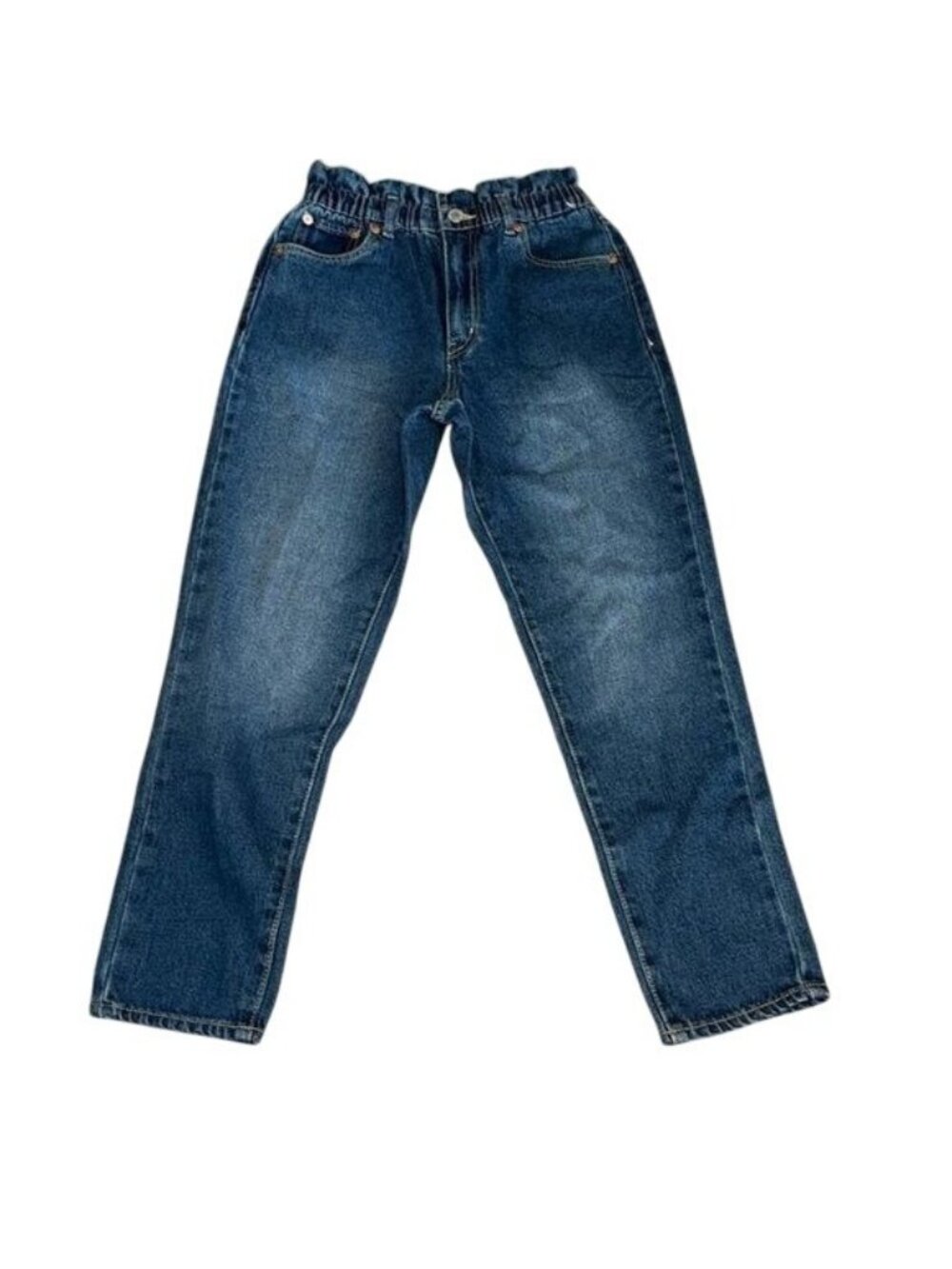 Levis Girls 12 Reg High Loose Jeans 100% Cotton Denim Elastic Waist